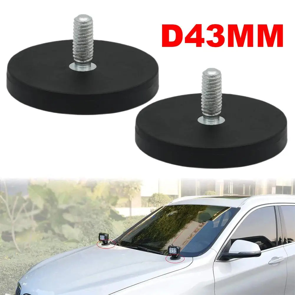 2pcs D43mm External Thread M6 Rubber Covered Magnet Magnetic Suction Cup Car Top Light Magnetic Seat Installation Bracket Clip Qme