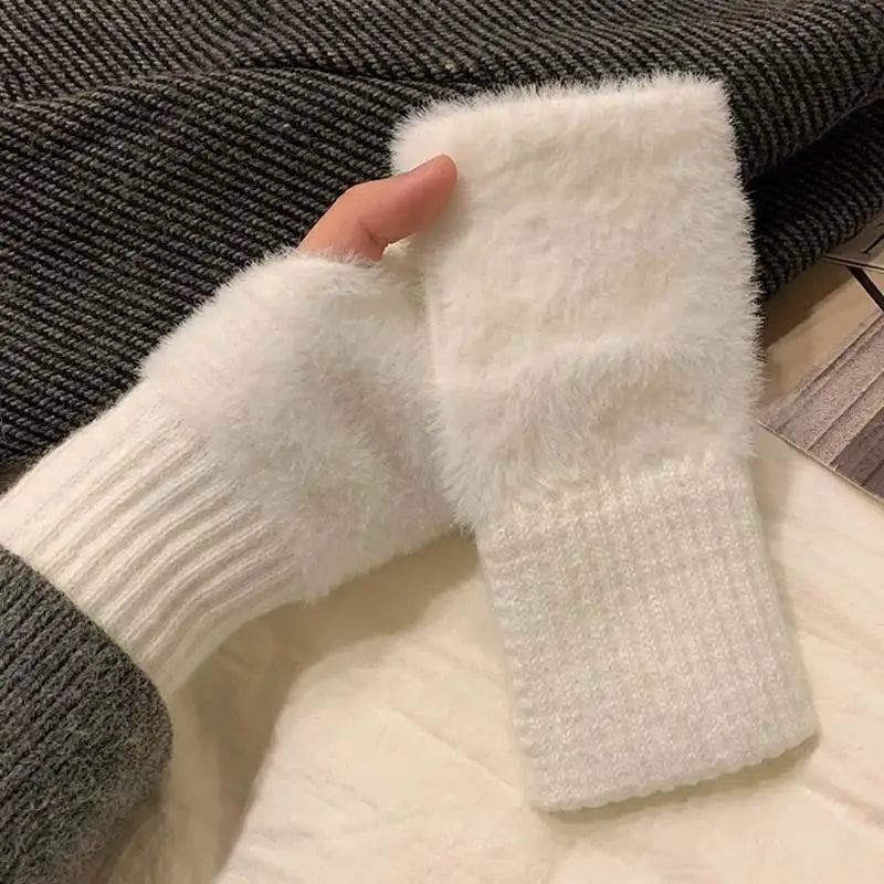 1Pair Warm Cold-proof Half-finger Gloves Women Autumn Winter Qme A3