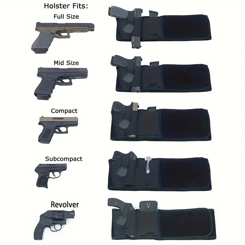 Waist Band Belt for Outdoor Hunting Fitness Defense Use Tactical Belly Gun Holster Portable Hidden Phone Bag Concealed Carry Qme