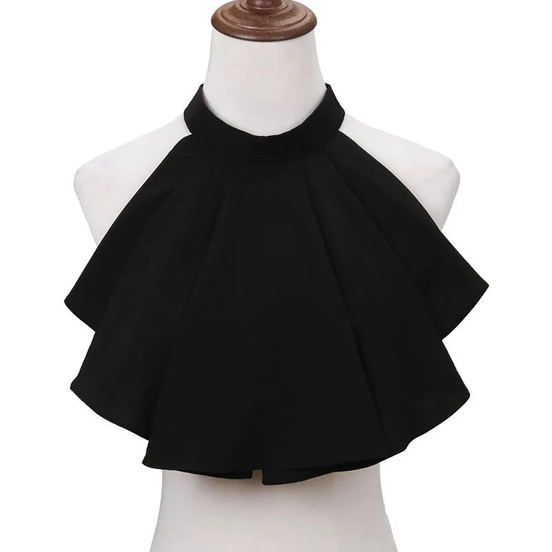 Jabot Drool Scarf Collar Flower Circle Costume Performance Prop Qme black