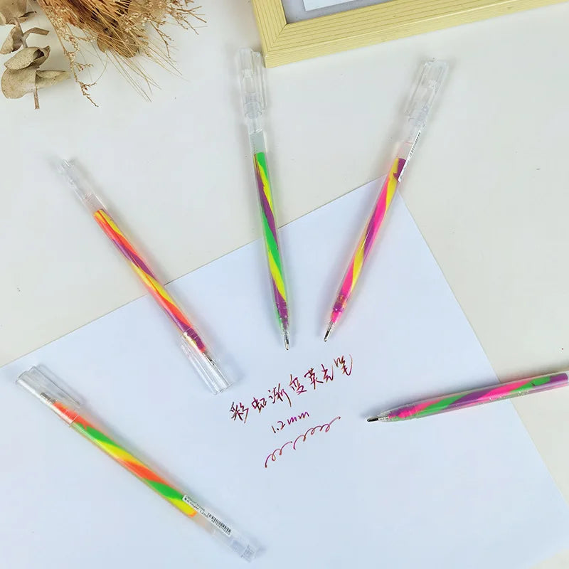 Rainbow Multicolor Gel Pens, 6 Pcs,1.2mm Medium Point Smooth Writing Pens, for Class Notes,Artist ,Journaling Note Taking Qme