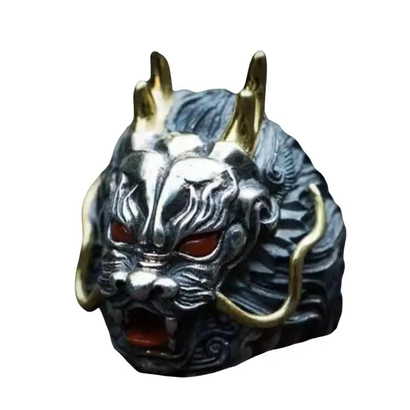 Domineering Dragon Design Men's Ring High-end Retro Adjustable Finger Ring for Streetwear Party Boyfriend Present Qme