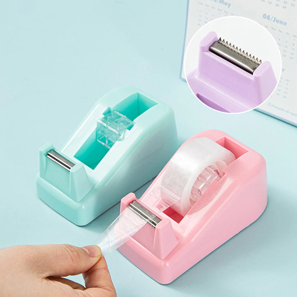 Large Tape Cutter Macaron-colored Desktop Plastic Tape Holder, Office Supplies,School DIY Crafts, Journal Making, Tape Dispenser Qme