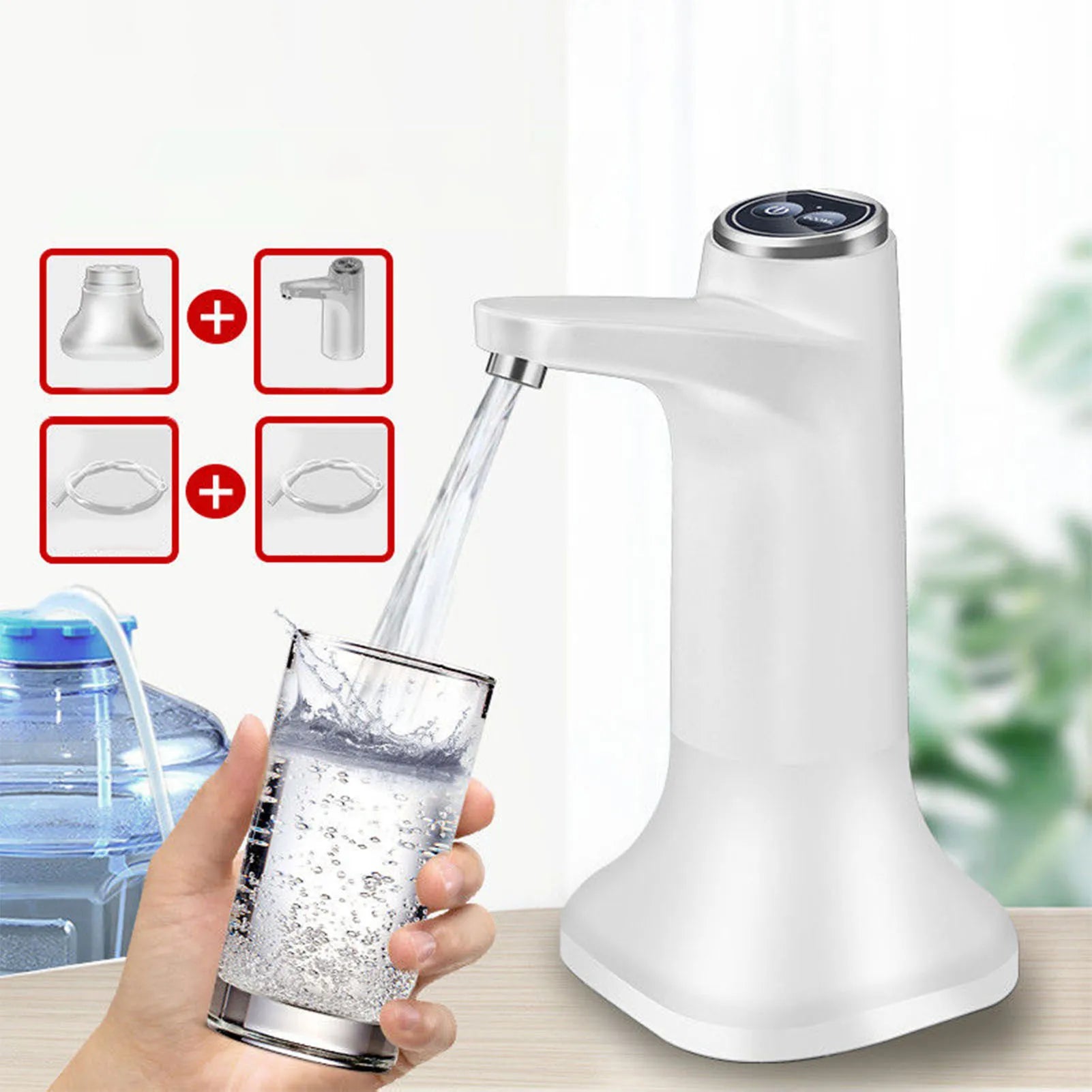 USB Rechargeable Automatic Water Bottle Dispenser Electric Drinking Pump Portable Bottle Pump for Office Home School Use Qme