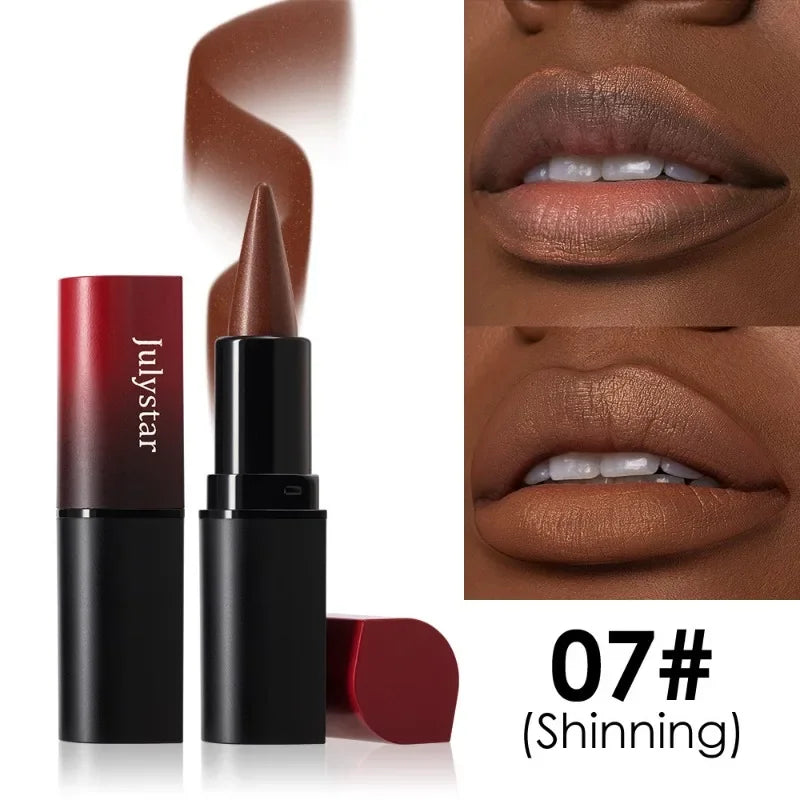 Chocolate Colored Lipstick Long Pointed Design Matte Lip Liner & Lip Stick Combination Red Tint Velvet Lasting Makeup Lipstick Qme 07