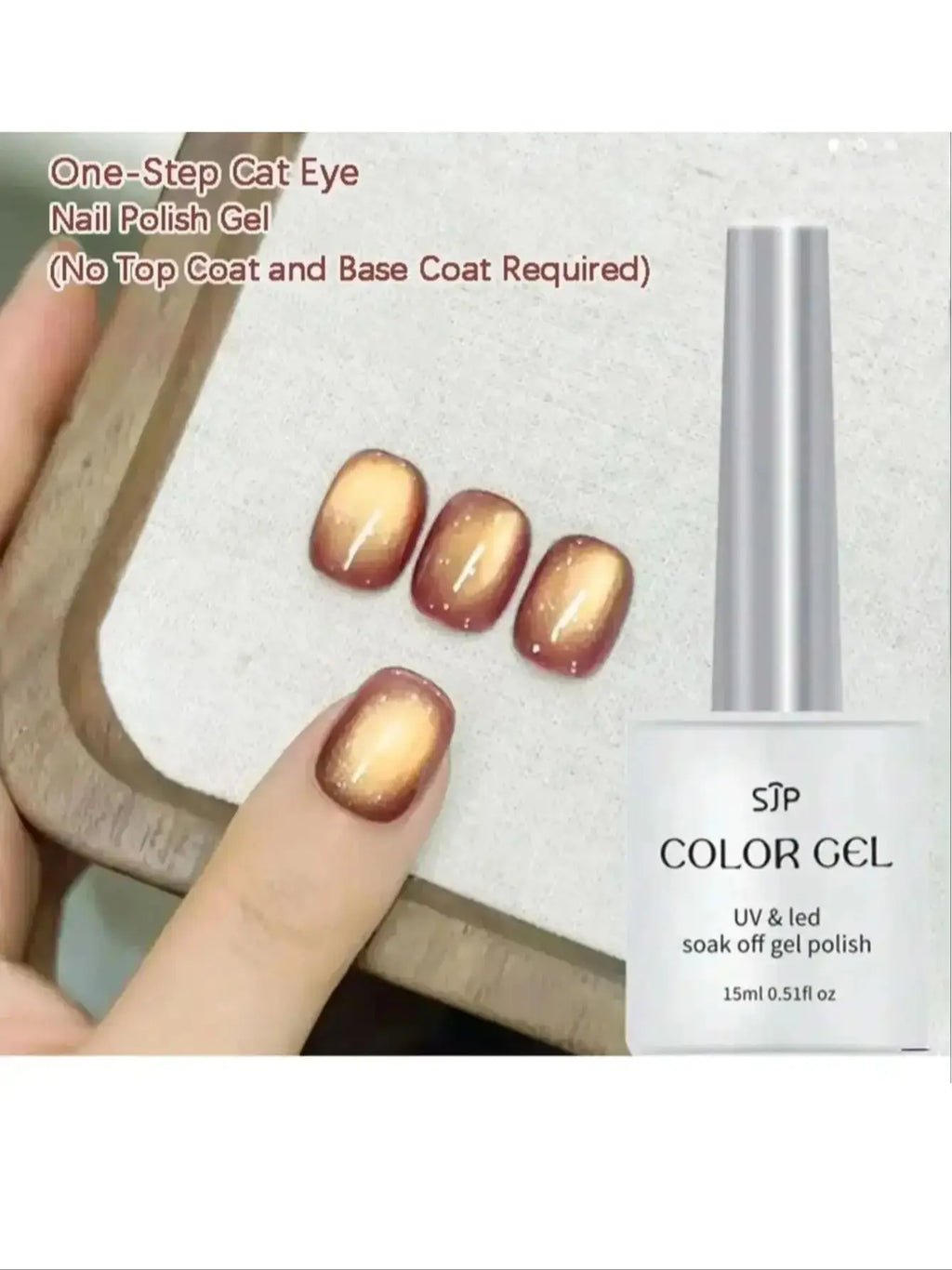 1 One-step Cat Eye Nail Polish Gel No Coat Base Required Autumn Qme YB03
