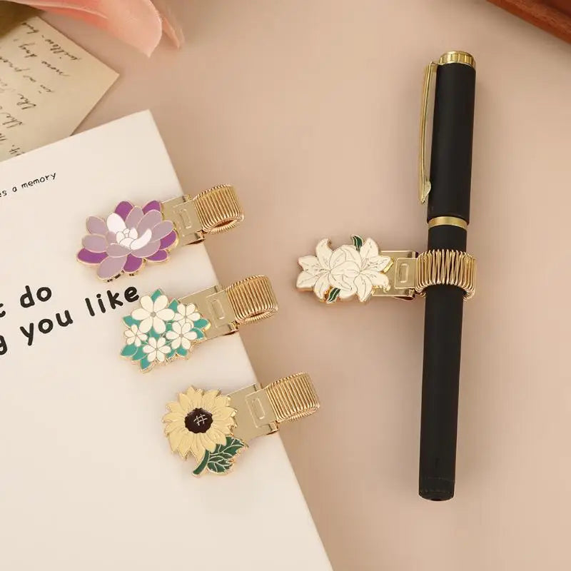 One Flower-themed Metal Pen Clip Creative Retro Spring Suitable Qme