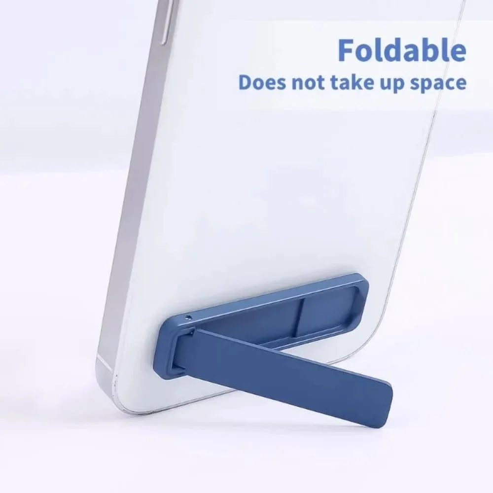 Ultra Thin Invisible Metal Folding Phone Holder Mini Back Sticker Portable Alloy Bracket Universal Desktop Mobile Phones Stand Qme