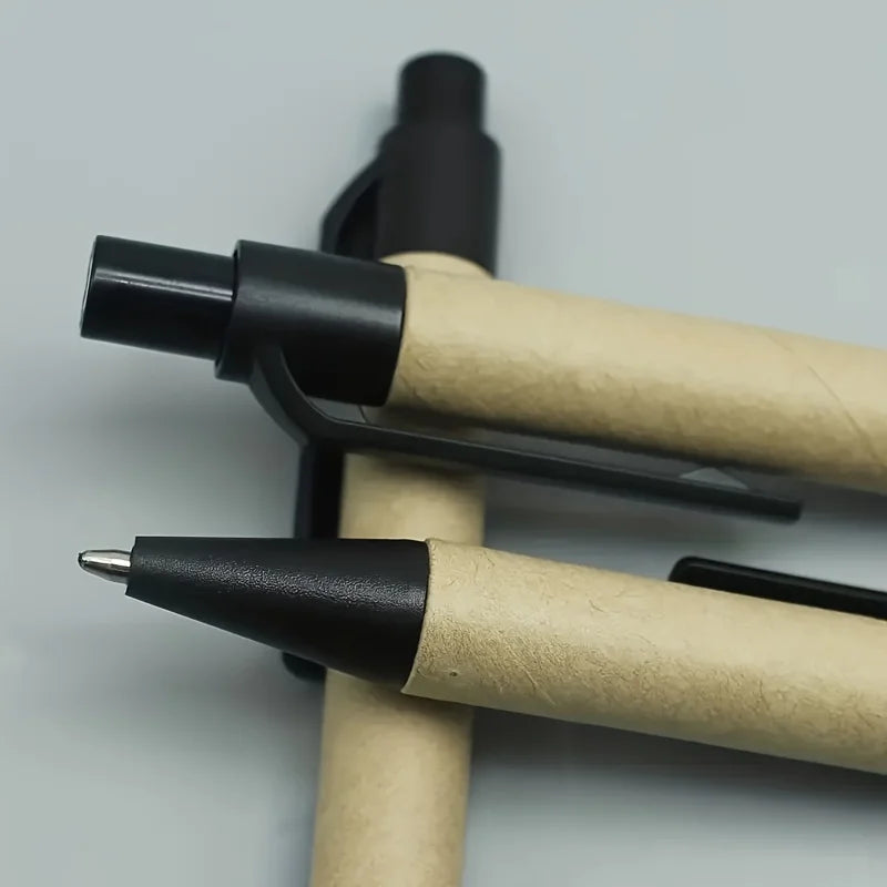 10pcs Eco-friendly Recycled Paper Ballpoint Pen Black Ink Writing Pen Office School Supplies Qme