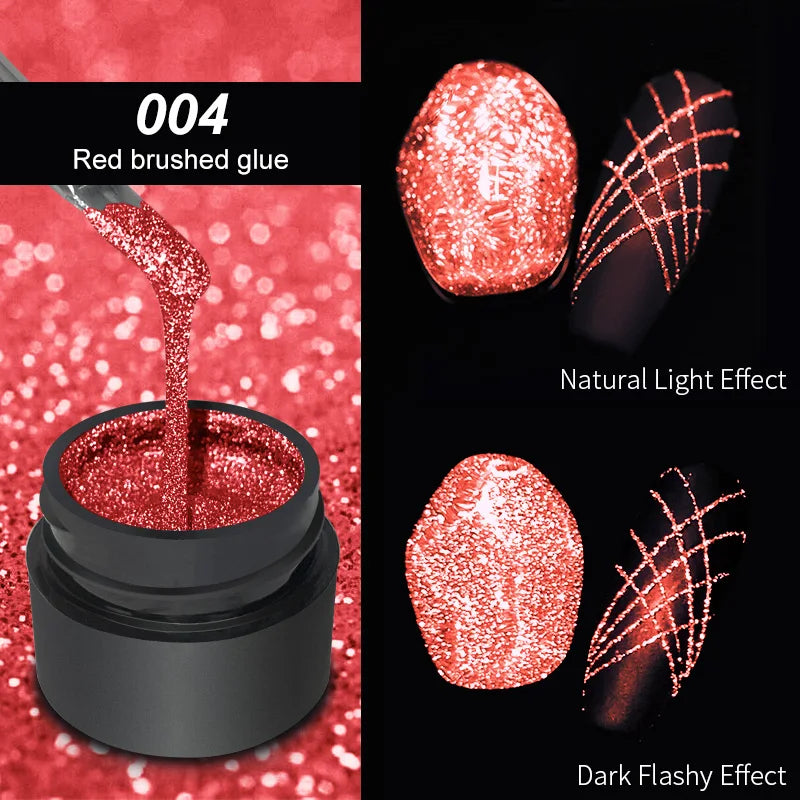 6 Colors Metallic Glitter Liner Gel Nail Polish Reflective Painting Qme 004