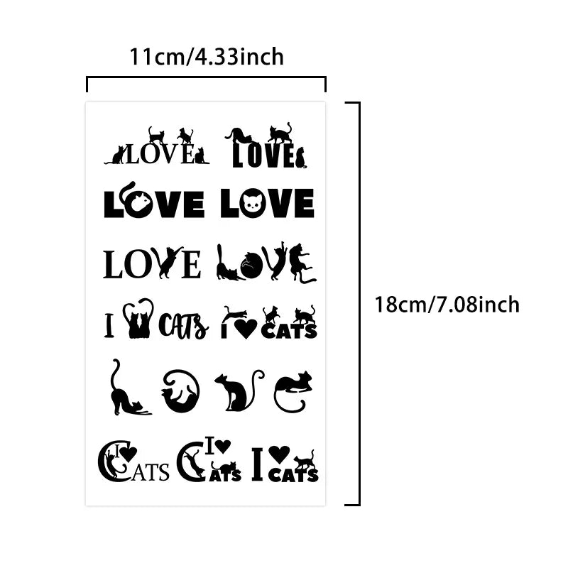 I Love Cat Temporary Tattoo, Herbal Juice Semi-Permanent Waterproof, Small Sexy Realistic Fake Arm Tattoo Qme HC-856