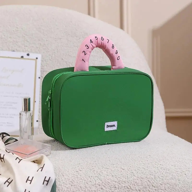 Makeup Bag, Large Capacity Waterproof Hand-Held Storage Bag, Cute And Portable, Business Travel Partition Layered Toileting Bag Qme A7