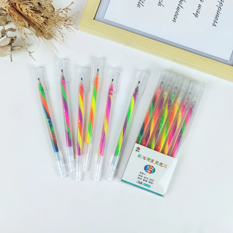Rainbow Multicolor Gel Pens, 6 Pcs,1.2mm Medium Point Smooth Writing Pens, for Class Notes,Artist ,Journaling Note Taking Qme