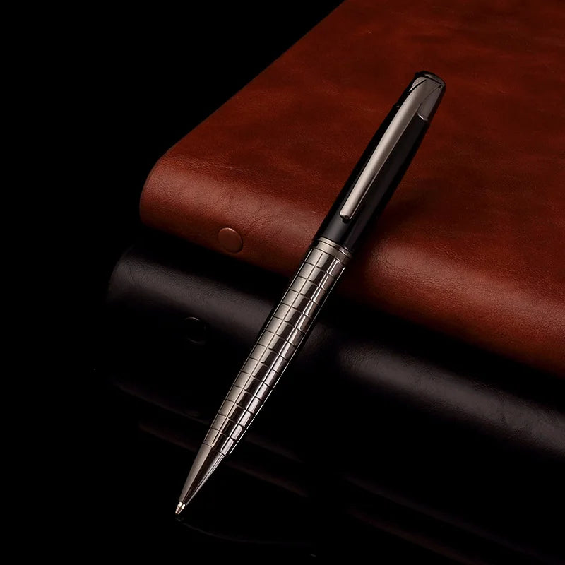 1 Pc Business High-end Metal Rotating Ballpoint Pen, 1.0mm Medium Ball Point Black Ink,Durable,Smooth Writing Office Supplies Qme black