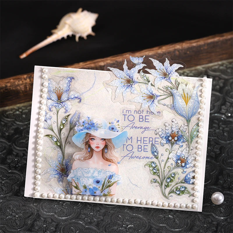 Vintage Imitation Embroidery Floral Die-cut Stickers, Decorative Collage Supplies forJunk Journals & Photo Frames Qme