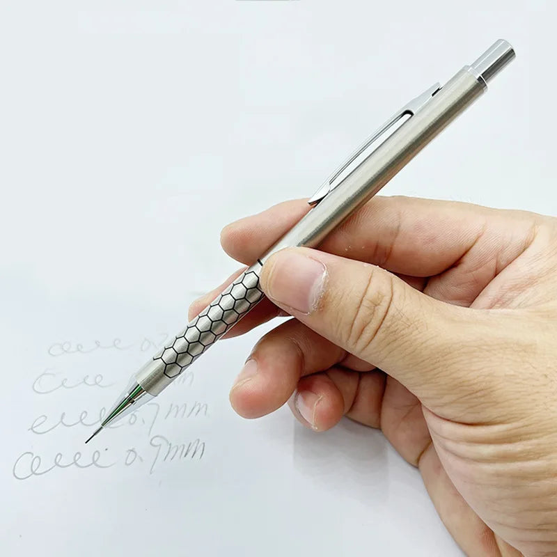 0.5 0.7 0.9mm Metal Mechanical Pencil with Eraser Set HB Lead Art Sketch Drawing Supplies Automatic Pencil Writing Stationery Qme