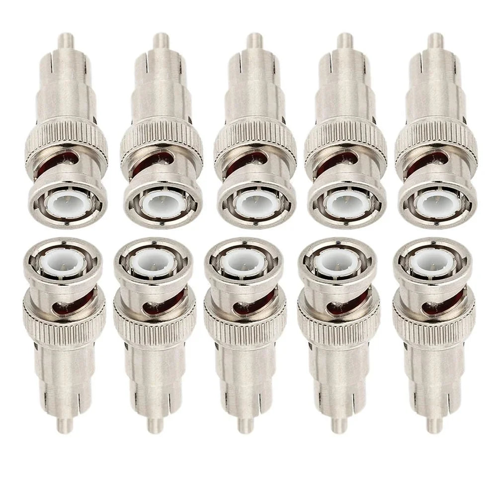 ESCAM 10pcs Wholesale BNC Male to RCA Female Coax Cable Connector Adapter F/M Couple for CCTV Surveillance Camera System Kit Qme