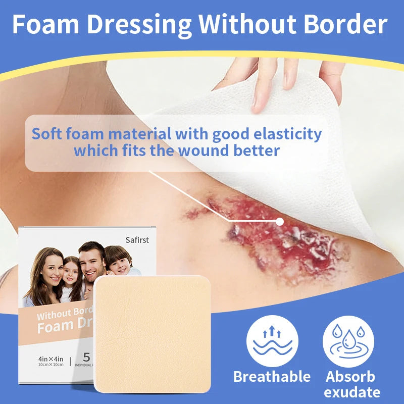 10cmx10cm Foam Non-adhesive Sterile Wound Dressing Bedsores Pad Patch Qme