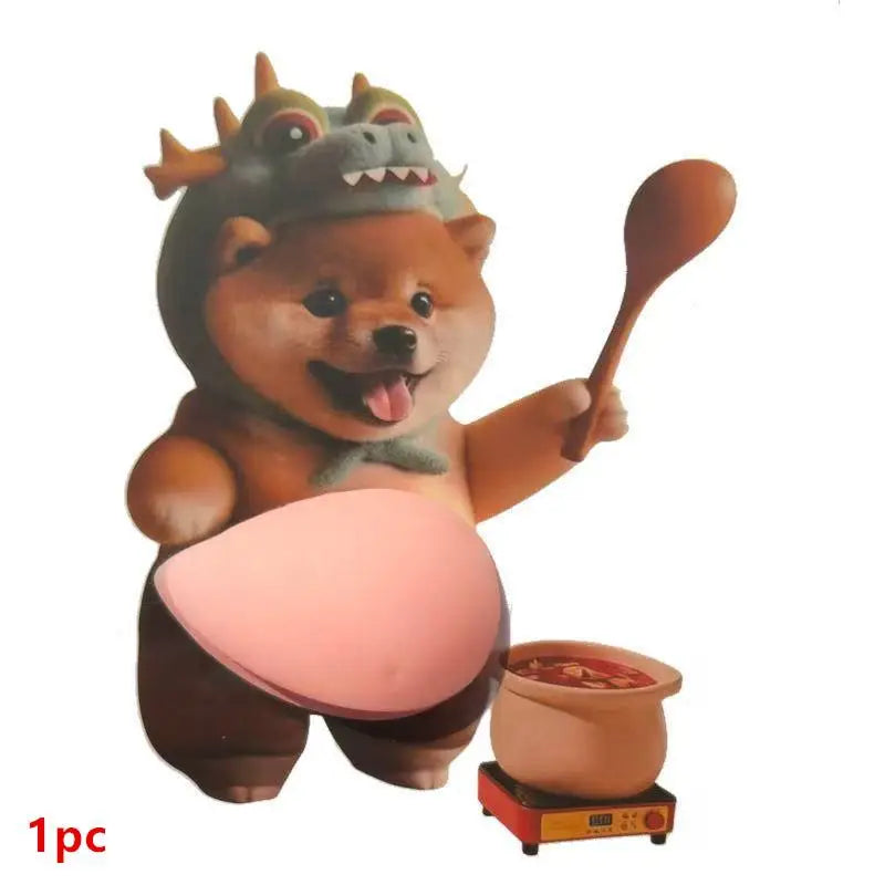 3D Cute Kawaii Dog Belly Sticker Silicone Soft Kitten Orange Outfit Qme G