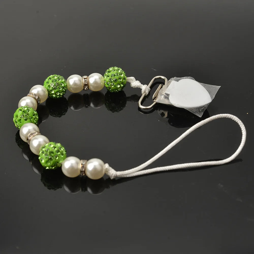Ins Imitation Pearl Pacifier Chain Anti-drop Chain Tooth Gel Chain Maternal and Infant Supplies Qme Green