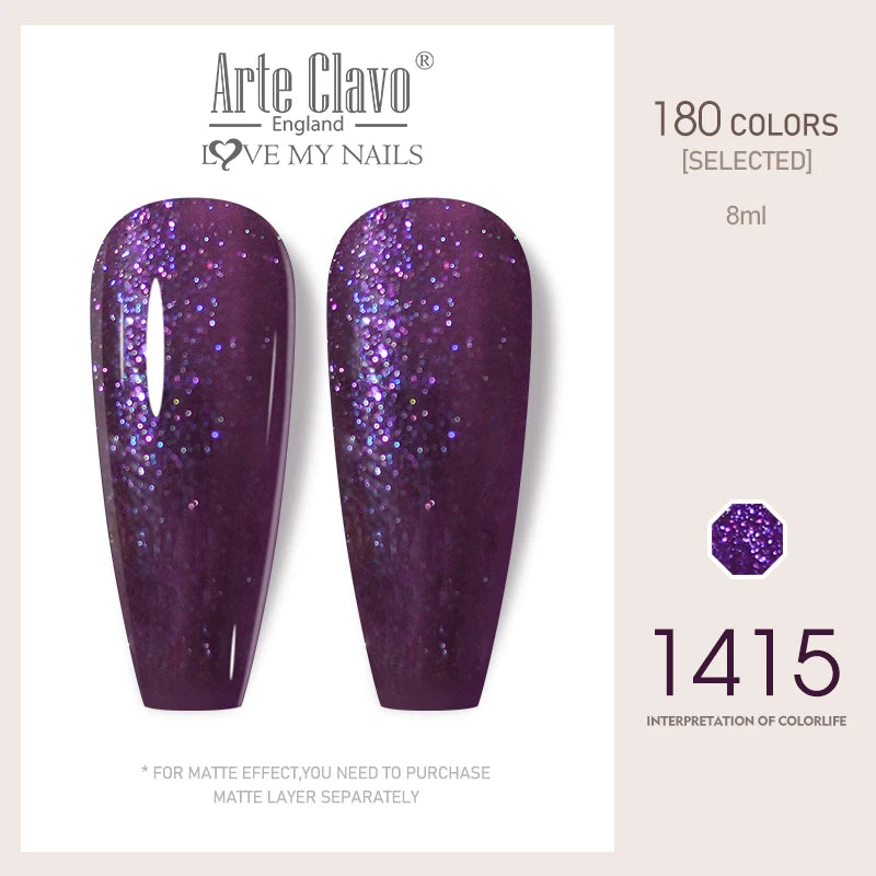 Arte Clavo Colorful Glitter Series UV Gel Nail Polish Sequin Soak Off