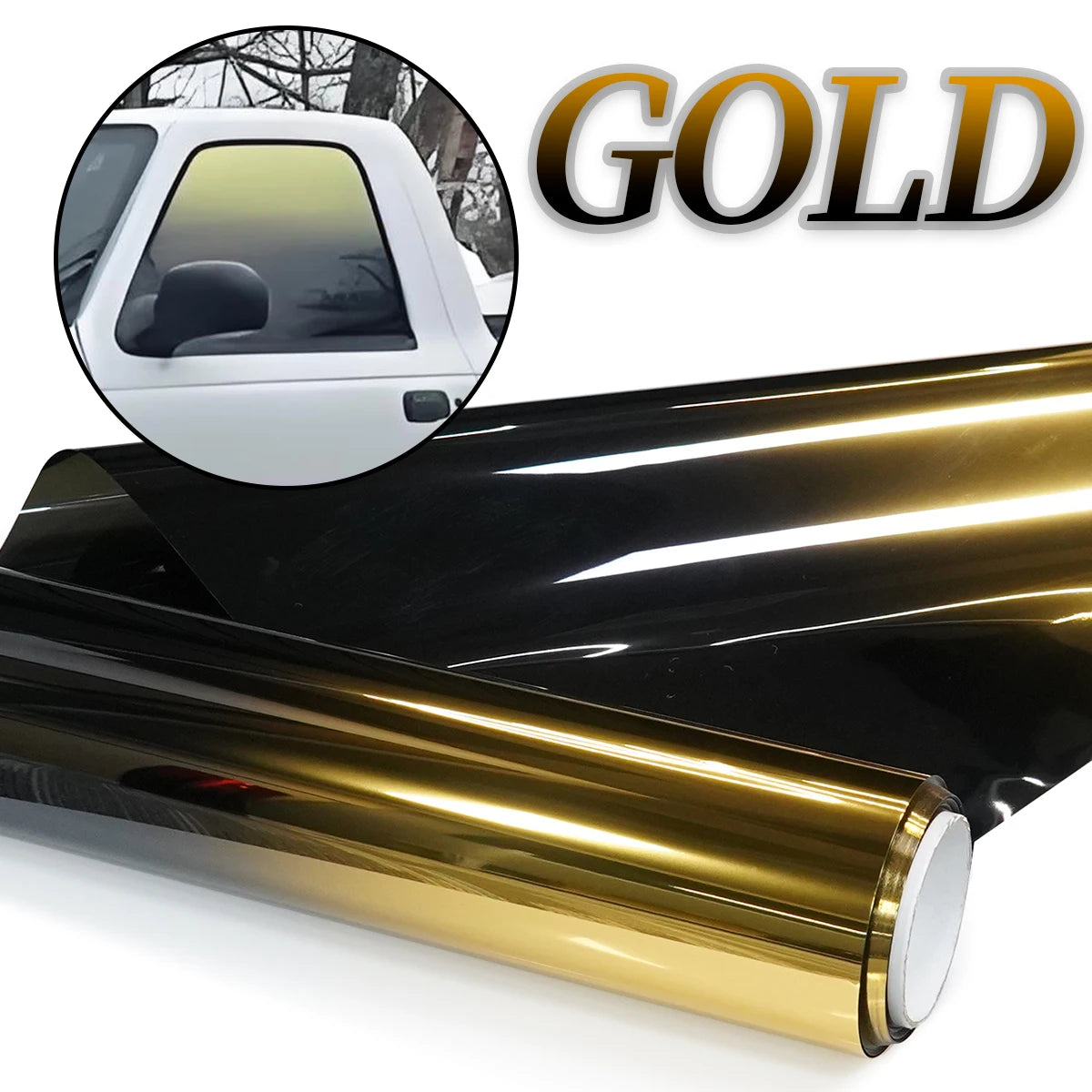 Gradient Solar Window Tint Film Color Changing Film Car Sun Shade Front Windshield Sunshade Protector Heat Insulation Universal Qme Gold 50cmX3M