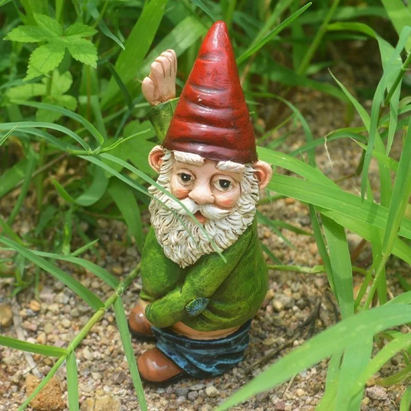 Creative Urinating Gnome Resin Statue White Bearded Dwarf Sculpture Qme