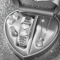 5PCS/Set Elegant Rectangle Women Watches Fashion Roma Dial Ladies Quartz Wristwatch Rhinestone Jewelry Set（Without Box） Qme Silver White No Box