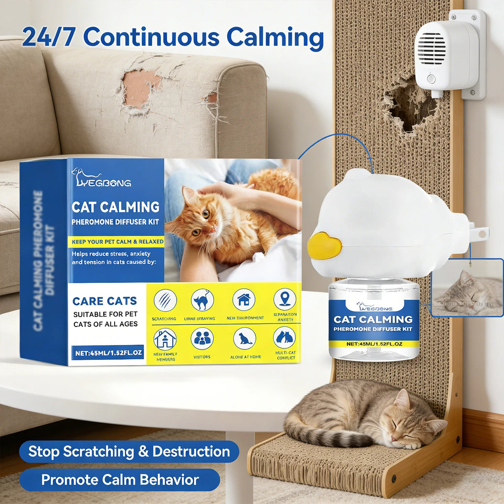 Cat Calming Pheromone Diffuser Kit Effectively Relieve Anxiety Help Pets Relaxing Long-Lasting Sedative Pet Cat Calming Solution Qme Default Title