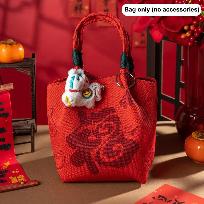 2026 Horse Year Cartoon Mascot Pony Knitted Bucket Bag Women Fashion