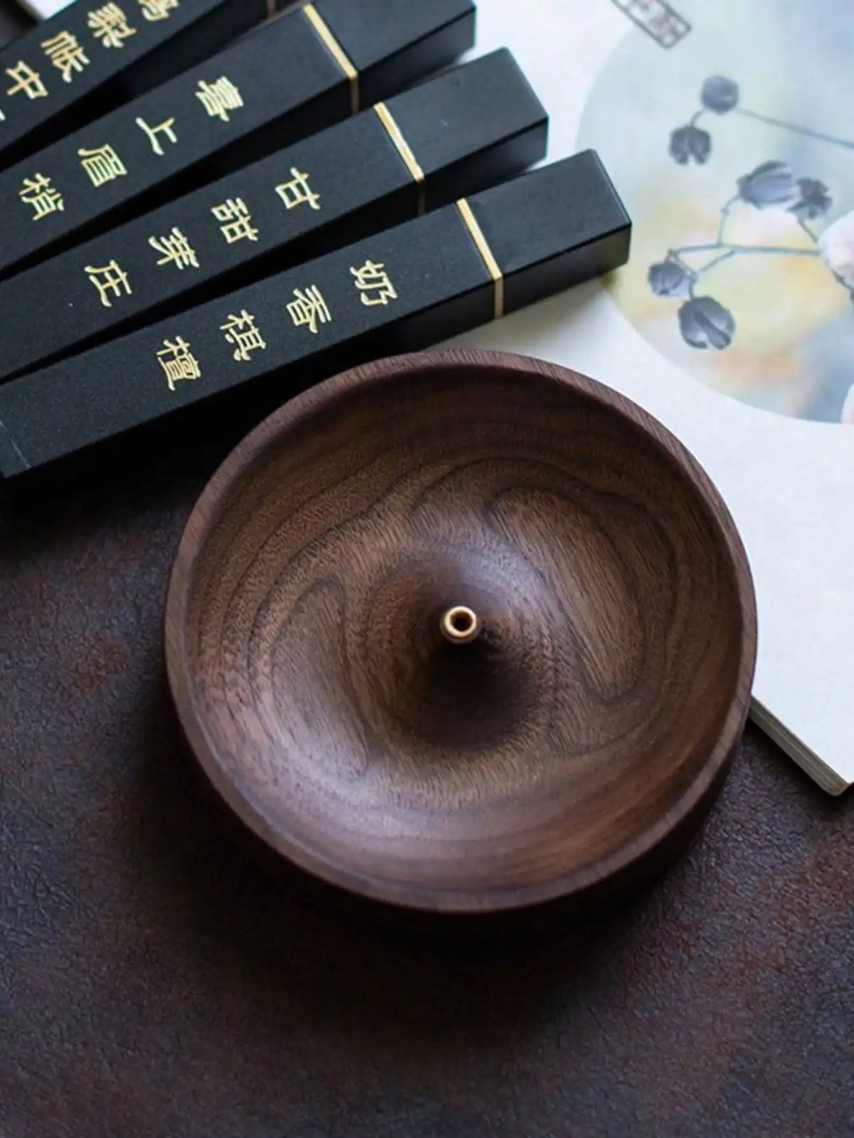 Incense Holder Modern Minimalist Wood Circular Burner Cone Stick Qme wood