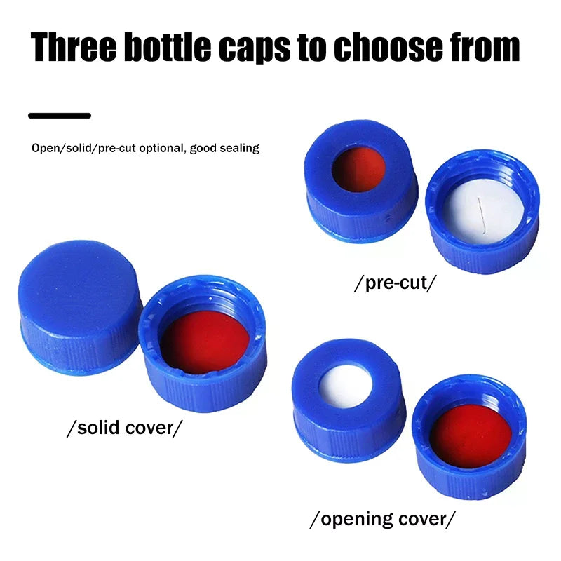 Blue Open-topped Polypropylene Cap Plastic Septa 9 Mm For Chromatography Vial 2 Ml Replacement Qme