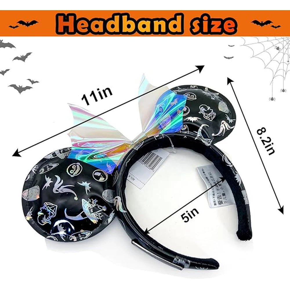 Mickey Mouse Ears Headbands Shiny Bow Headband Hallowmas Party Decoration Cosplay Hair Accessories Hairband for girl Women Adult Qme