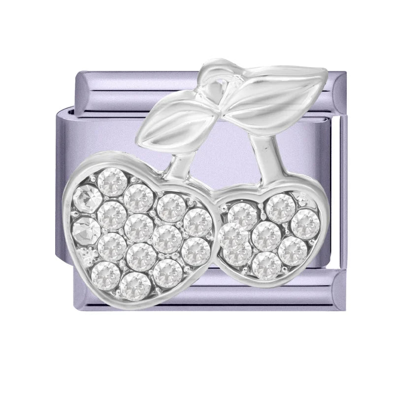 Shiny Zircon Butterfly Moon Stars Bow Purple Italian Charm Links Fit