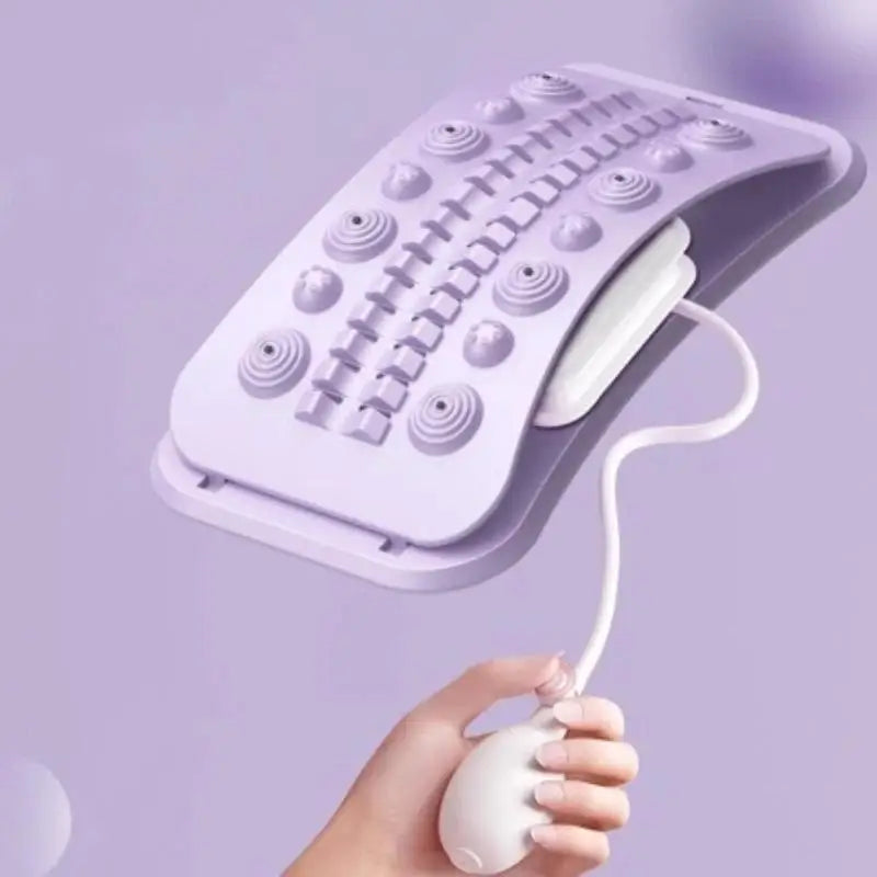 Ergonomic Adjustable Back Massager Airbag Waist Neck Support Muscle Qme Purple No plug