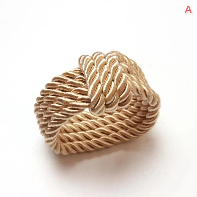 Circle Woven Rope Napkin Ring Christmas Decoration Solid Color Napkin Buckle Restaurant Bar Wedding Home Table Accessories Qme Khaki