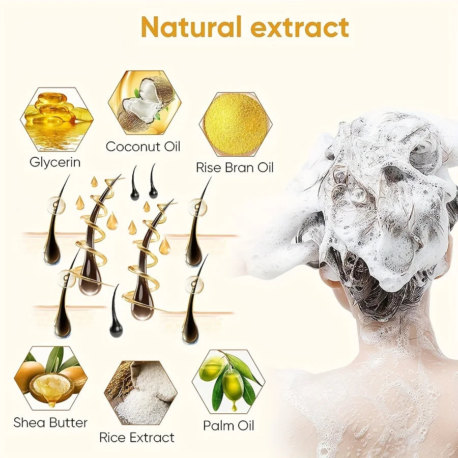 GZE Rice Water Shampoo Bar Soap and Rice Raw Pulp Solid Conditioner For Hair Strengthening, Helps Dry Hair Moisturizing Qme