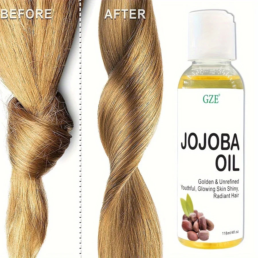 GZE Organic Jojoba Oil, Pure Moisturizing Oil For Face, Hair, Skin & Nails | Natural Cold Pressed Hexane Free Carrier Oil Qme