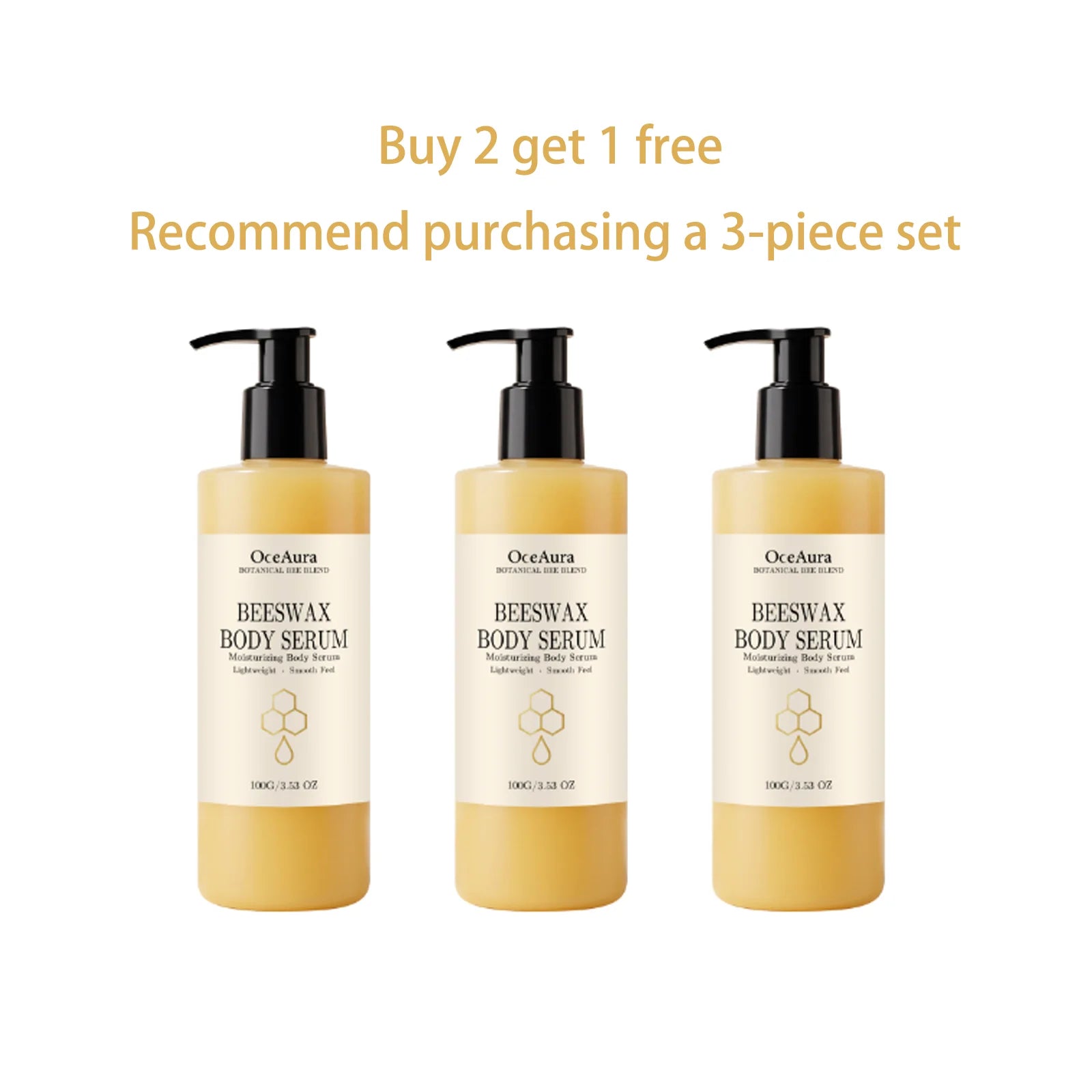 OceAura Beeswax Body Serum Botanical Plant Extract Nourishing Deep Hydration Skin Elasticity Boosting Lightweight Smoothing Body Qme 100g x3