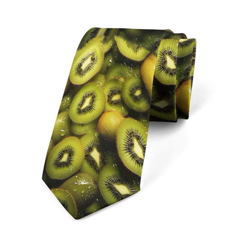 Strawberry Grape Peach Pattern Tie Interesting Fruit 3 Printed Men's Qme style6