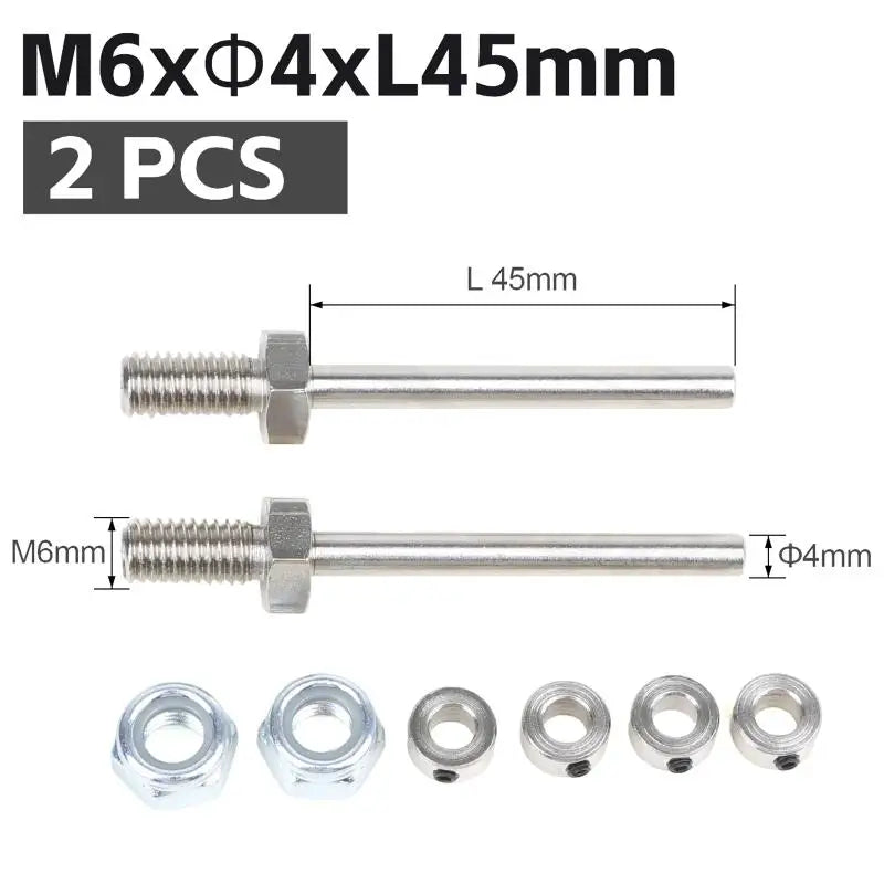 2 Pcs Wheel Axles Steel Shaft With Stop Nuts Dia 3/4/5/6MM Landing Gear Assembly M5/M6/M8 Thread Spares For RC Airplane Model Qme M6x4xL45mm