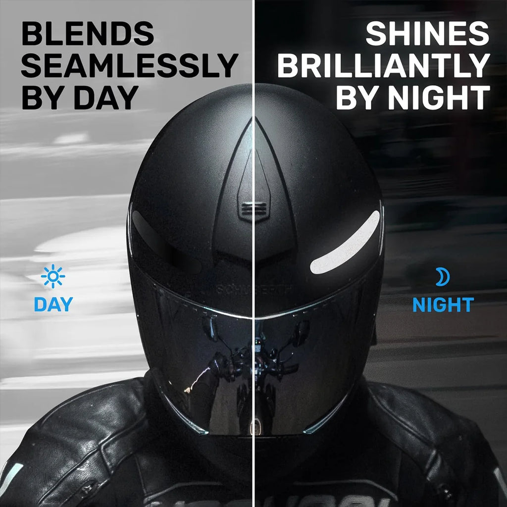 Black Helmet Warning Reflective Stickers Night Safety Driving Accessories Fluorescent Decorative Sticker Bicycle Moto Car Decal Qme
