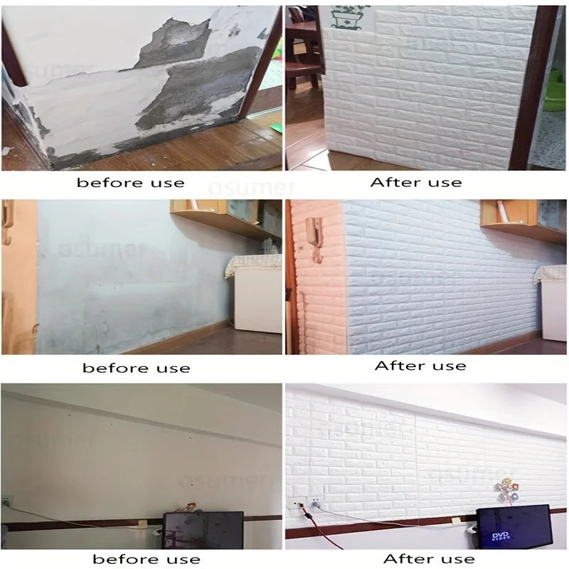 70X100CM Size Self Adhesive Wallpaper for Wall Background Decor Bedroom Living Room DIY 3D Faux Brick Decorative Wall Stickers Qme