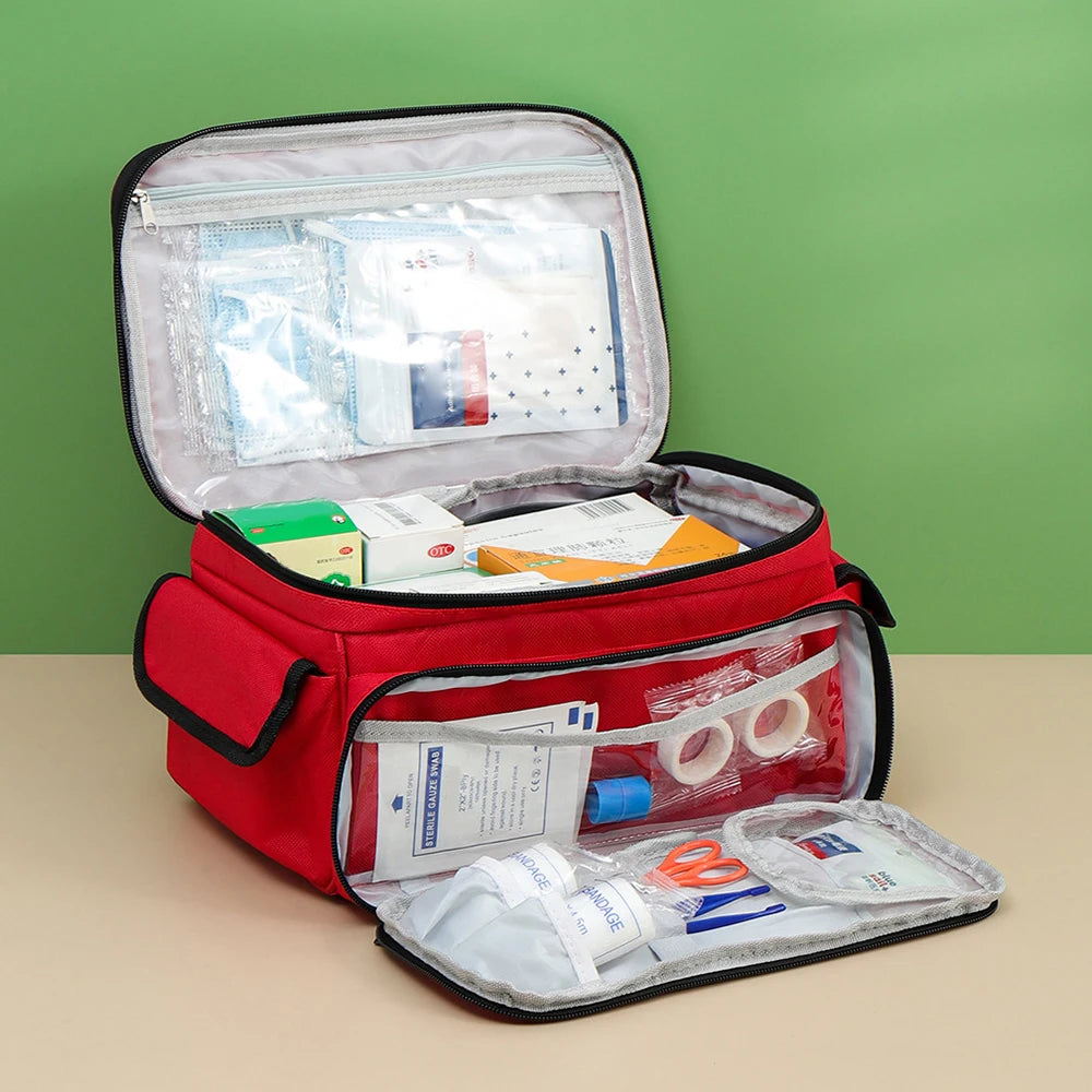 High-Capacity Portable First Aid Kit, Travel Medicine And Medication Storage Bag Oxford Cloth Organizer Box Emergency Survival Qme