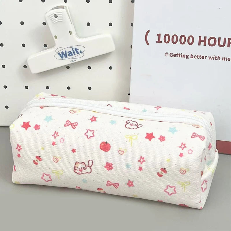 Cute Cat Print Pencil Case Bag Pouch Teach Gadget Storage Makeup Qme A2