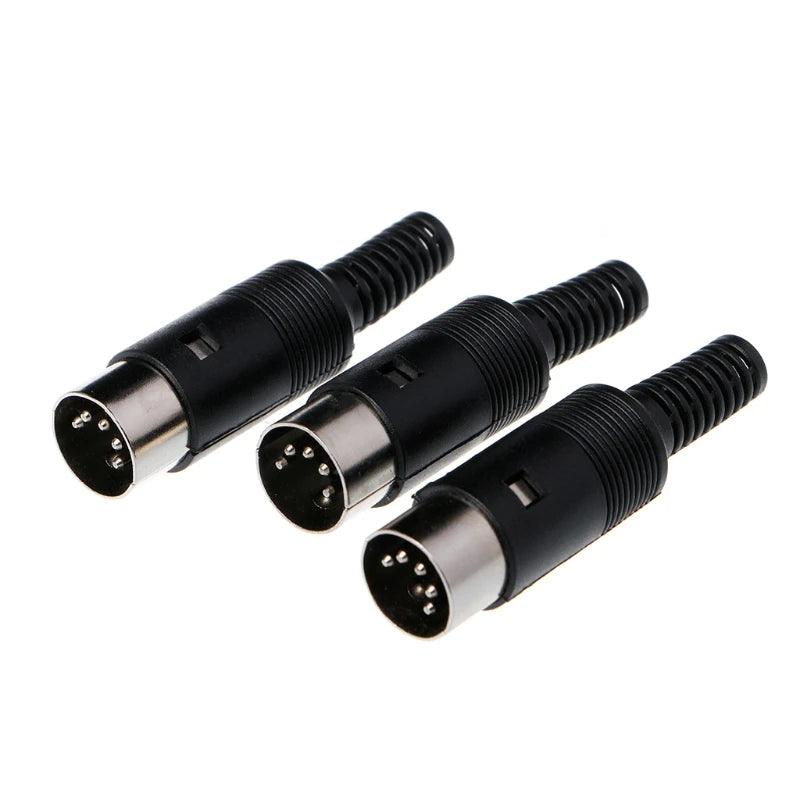 ESCAM 3 Pcs DIN Male Plug Wire Connector with Plastic Handle Cable Connector 5 Pin with Plastic Handle Qme