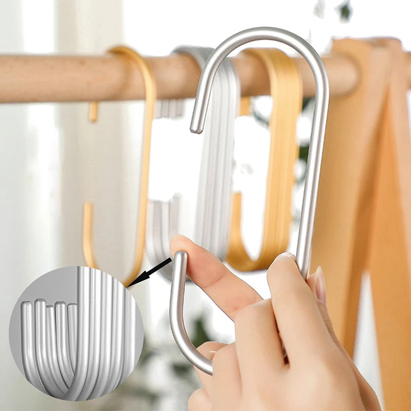 Clothes Bags Hats Closet Organizer System C Shape Hooks Gold Silver Qme