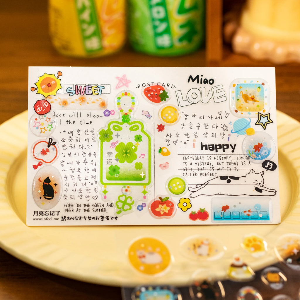 1 Sheet Cute Laser Silver Epoxy Sticker for DIY Scrapbooking Collage Guitar Phone Case Notebook Decoration Qme