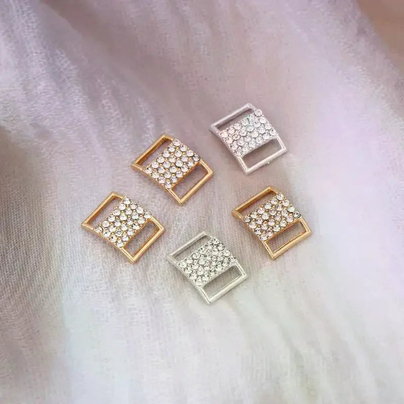 10Pcs 10*15MM Rhinestone Bikini Connector Buckle Alloy Chain Swimwear Decorative Rhinestone Buckle DIY Jewelry Accessories Qme