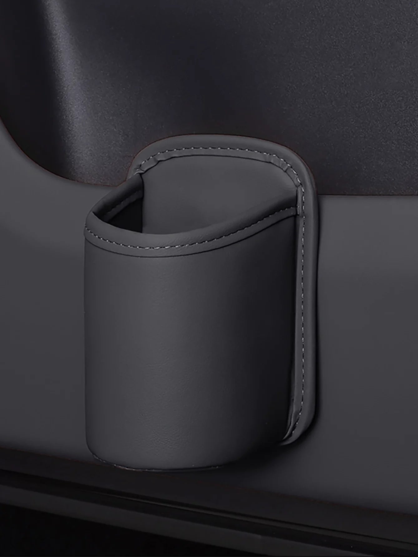 PU Leather Car Cup Holder Storage 2-in-1 Beverage Box High-end Mobile Qme black